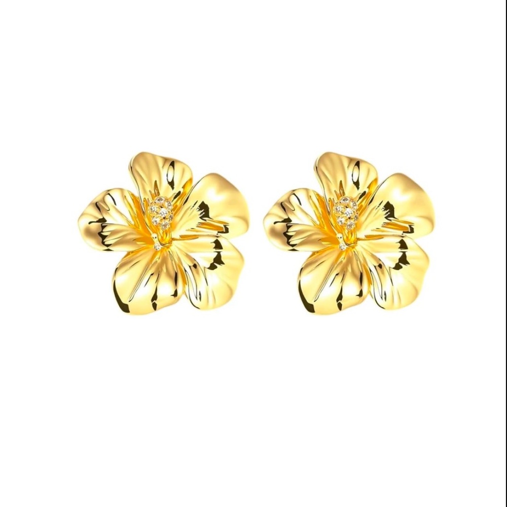 Elede Amapola Flor de Maga Puerto Rico Gold Flower Earrings for Bad Bunny Shows